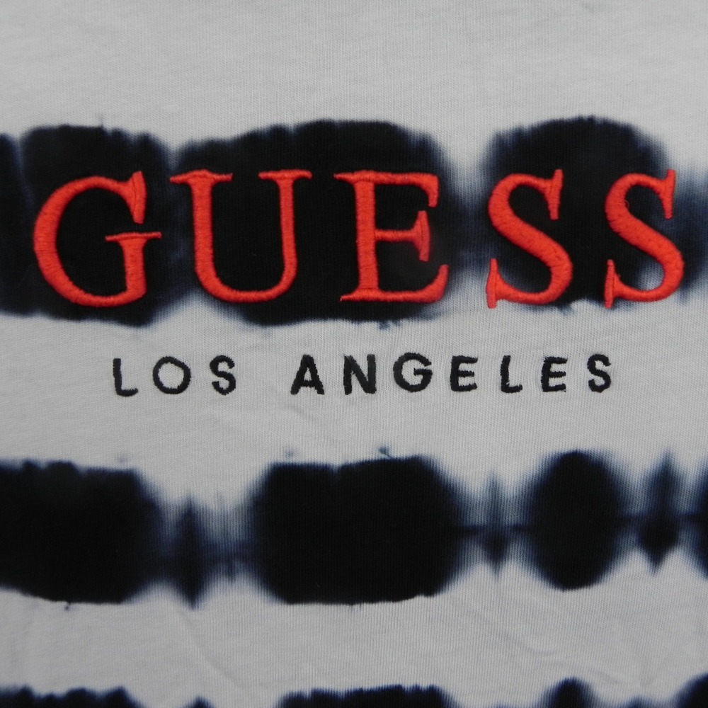 Guess Originals T-Shirt Mens Large Black White Tie Dye Striped Embroidered Logo - Picture 2 of 8